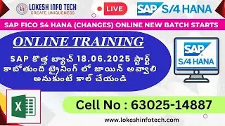 SAP FICO S4 Hana+ Advanced Excel Online New Batch starts on 18.June.25| Cell : 6302514887