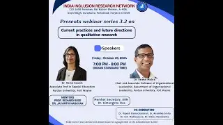 IIRN Webinar series 3.3; Dr. Rama Cousik & Dr. Paresh Mishra. 25th Oct 2024 7 to 8 PM (IST)
