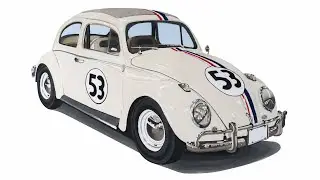How to draw a car | Herbie the love bug 🤩