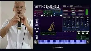 VG Wind Ensemble VST, AU Plugin. Flugelhorn sound and Robkoo Clarii mini wind controller.
