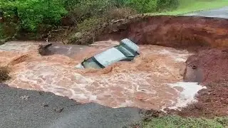 Lineman saves Oklahoma woman trapped in floodwaters after road gives way