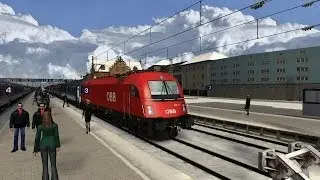 &Ouml;BB 1216 on Three Country Corner Route arriving at Lindau - Train Simulator 2014