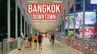 Bangkok 🇹🇭 Thailand - R Walk. Ratchaprasong District. Skywalk. Walking Tour