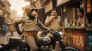 Funny Monkey Police Officer on Patrol! 🐒🚨