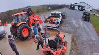 Kubota Nascar Team Fixing Tires on the Farm #kubota #tractor #farming #cow #nascar 