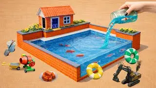 DIY Mini Brick House With Slide, Fountain & Clear Water Pool | ‪@TractorLifeTV
