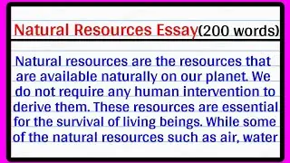 Essay on Natural Resources in English | Natural resources essay in english /Natural resources Essay