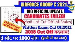 Airforce Group C 2021/WRITTEN EXAM CUT OFF SAFE SCORE/MERIT LIST CUT OFF 2021/CUT OFF All State!