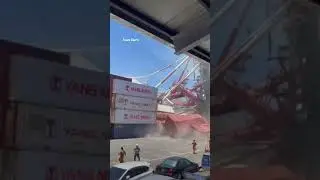 Port Containers Fallen from ship | Live Captured Brutal Accident🤯 #shorts