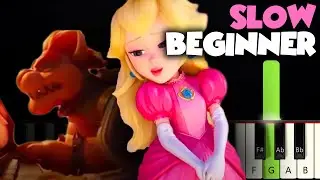Peaches - Bowser (The Super Mario Bros.) | SLOW BEGINNER PIANO TUTORIAL + SHEET MUSIC by Betacustic