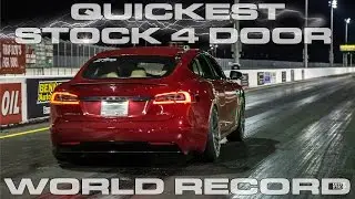 P100D Tesla Model S Record for the quickest stock 4 door car running 10.76 in the 1/4 Mile