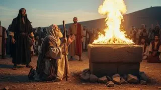 Elijah confronts the prophets of Baal and God sends fire from Heaven.