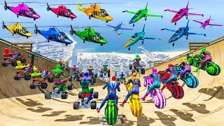 Rainbow Spiderman vs Longest Ramp in GTA 5 - Jumping from Highest Mega Ramp in GTA 5 #25