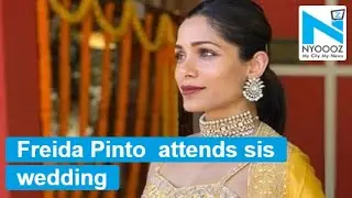 Freida Pinto and fiance attends sister Sharon's wedding , looks astonishing in yellow