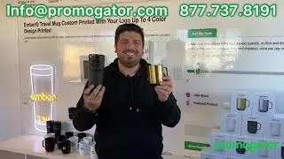 Custom printed ember mug with company logo.  Custom ember 10oz 14oz and travel mugs with branding