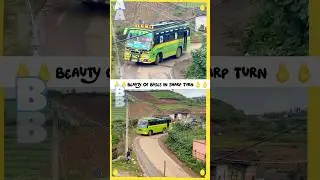 Mini or half bus on a alarming sharp turn with expert driver on the job #trending