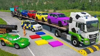 Flatbed Truck McQueen / Transportation with Truck / Pothole vs Car 29 / Mao Drive BeamNG