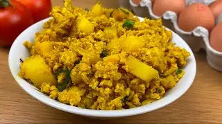 Potato Egg Curry Recipe &bull; Scrambled Egg Masala Potato Curry &bull; Egg Bhurji Curry With Potato Recipe