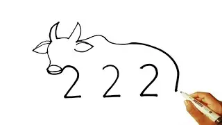 Cow 🐄 Drawing easy way from 222 number | Cow 🐮 diagram