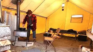 Survival Stew in Hot Tent. Catch.  Cook.  Eat
