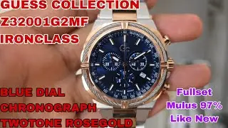 SOLD GUESS COLLECTION IRONCLASS Z32001G2MF CHRONOGRAPH TWOTONE ROSEGOLD MULUS FOLLOW IG LakoneWatch