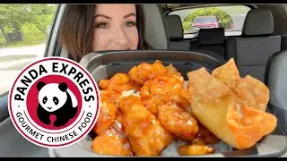 panda express orange chicken & cream cheese rangoons | car mukbang