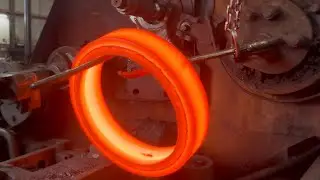 Inside the factory Hot Steel Forging &mdash; Bearing Ring Production in Heavy Industry #forging #machine