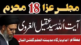 🔴 Live Majlis e Aza 18 Muharram 2025 | Ayatullah Aqeel ul Gharavi | Madina Tul ilm