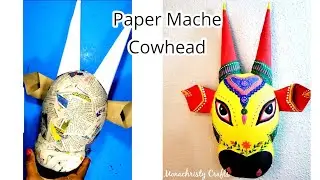 DIY Paper mache Cowhead | unique wall decor idea