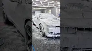 2015 CHEVROLET CAMARO 1SS 🖤  ￼Getting foam cannoned ❄️ #camaro #camaross #detailing #shorts