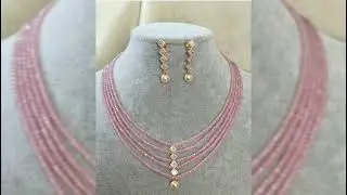 Bead necklace| crystal necklace designs| crystal jewelry| gold jewellery|trending jewellery