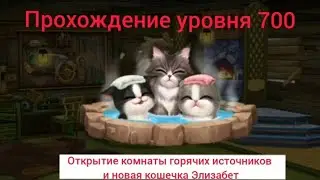Игра Киттен Матч прохождение 700 уровня, открытие горячих источников и новая кошечка Элизабет