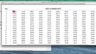 Taking samples from a random number table
