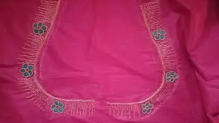 Neckline Fringe Aari Work Design ✨ Flower Motif & Latkan Style | Trending Blouse Design