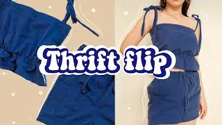 DIY TWO PIECE SET FROM OVERSIZED PANTS (Thrift Flip Ep. 4)
