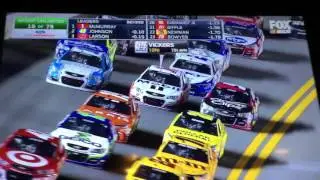 First big crash collects Brian vickers Clint bowyer dale Jr. And Kevin harvick