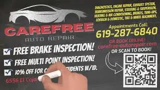 CAREFREE AUTO REPAIR - FREE Brake Inspection! Appointments Call: 619-287-6840 San Diego, CA