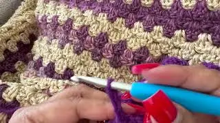 Crochet With Me | Pom Pom Border on the Rooted in Amethyst Blanket (Relaxing & Cozy)