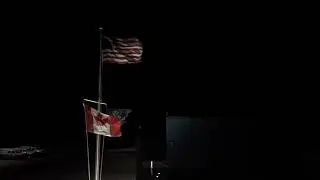 USA and Canadian Flags Waving | Night Border Display