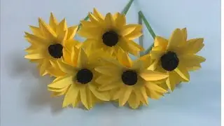How to make easy paper sunflower# paper craft for kids#origami flower#sachus world