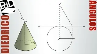 Trazar una recta que pase por un punto  y tenga ángulo de 60º con el plano horizontal de proyección.