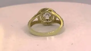 Ladies Gorgeous Double Halo 10k Solid Yellow Gold Wedding Engagement Ring Band