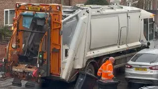 Rare White Serco Dennis Eagle Elite 6 Olympus collecting black bins