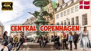 central Copenhagen | Amagertorv | stork fountain | 4k | walking tour | visit Denmark | Walk with me