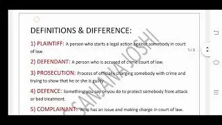 Basic explanation l plaintiff l defendant l prosecution l defence l complainant l informant