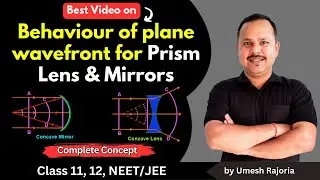 Behaviour of plane wavefront for Prism Lens Mirrors | Huygens principle | Wave Optics | 12 Physics