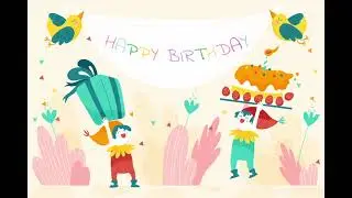 Happy Birthday GIF Animation With Music &ndash; Gift, Cake, and Banner Scene