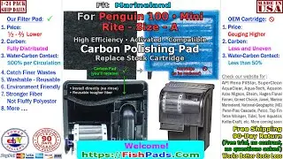 For Marineland Penguin 100, 100B, 99B, 75B, Mini Filter Cartridge Rite-Size A Compatible Carbon Pad