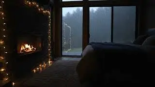 Dark Cozy Bedroom Ambiance | Rain 🌧️ and Fireplace 🔥 Sounds For Sleep, Relaxing, and Focus 