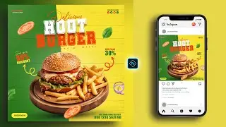 Burger Menu Social Media Banner Post Design in Photoshop Tutorial